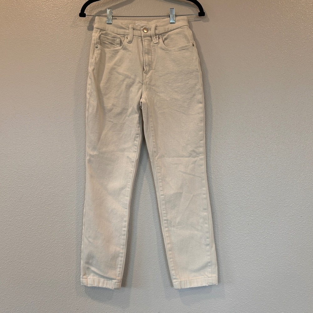 Good American Good Vintage Straight Leg Jeans Bone White Size 0/25